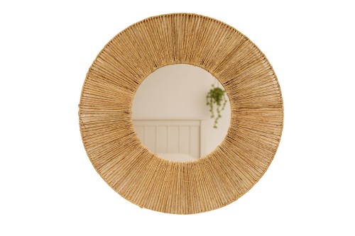 Miroir rond avec cadre en jute