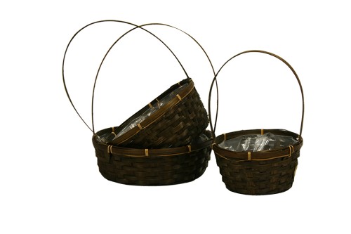 Cesta con asa marron oscuro pequeño
