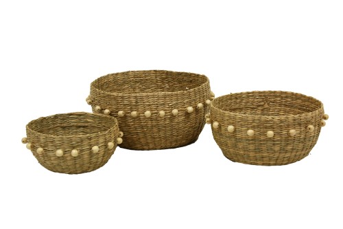 Cuenco de seagrass con decoracion s/3