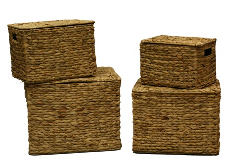 Panier en jonc de mer naturel avec anses s/4