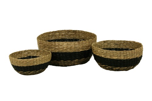 Cuenco de seagrass blanco negro y natural s/3