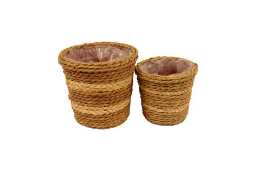 Macetero seagrass beige s/2