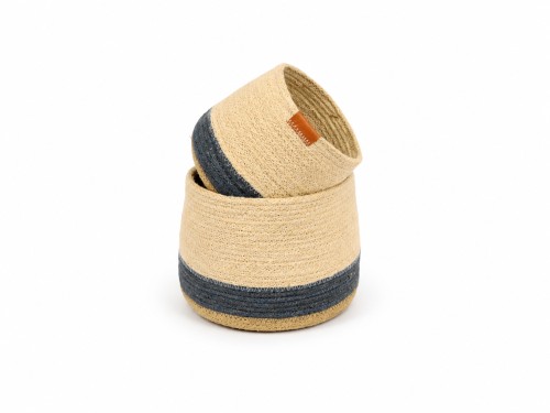 Paniers en jute blanc et beige (Lot de 2)