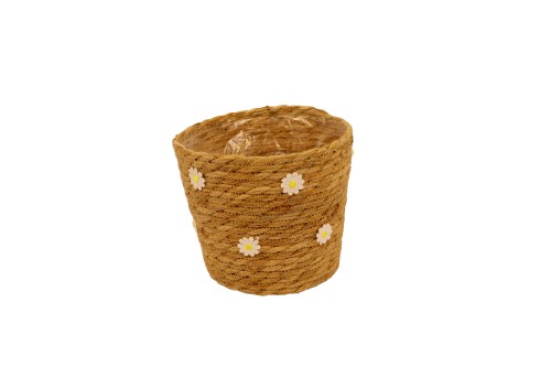 Macetero seagraas flores bl s/5