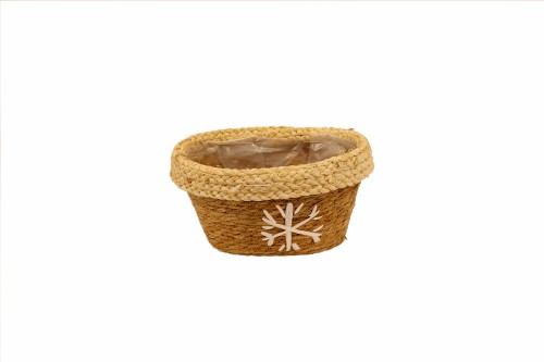 Macetero seagraas natural  y copo de nieve s/3
