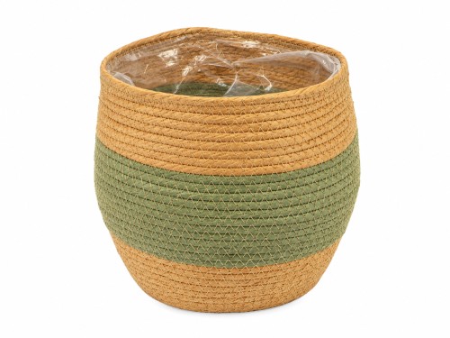 Macetero seagrass natural y verde s/2