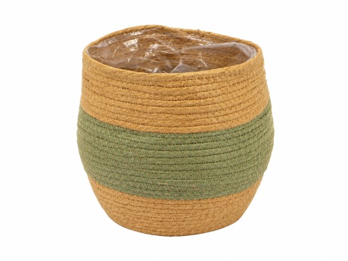 Macetero seagrass natural y verde s/2