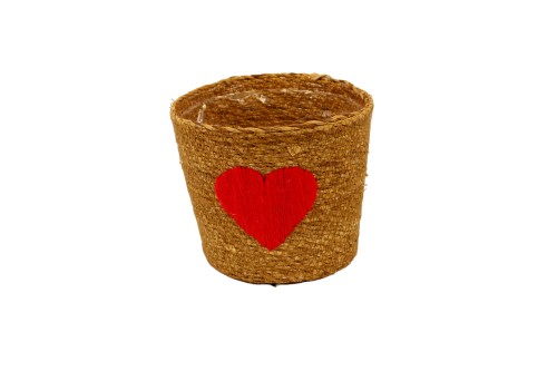 Macetero con corazon rojo