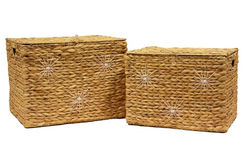 Coffres en jacinthe d’eau avec étoiles décoratives s/2
