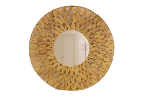 Miroir rond tressé en jacinthe d’eau