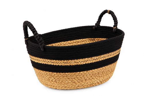 Black Fabric Basket with Handles