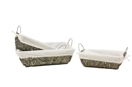 Cesta rustica gris con tela  s/3