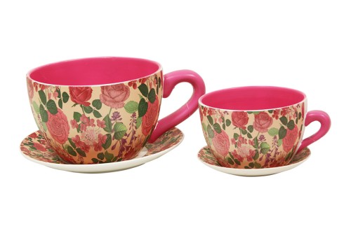 Macetero taza pink flowers