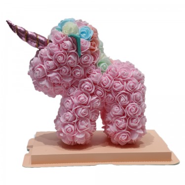 Unicornio rosa deco flores