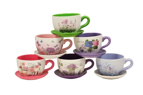 Macetero tazas various flowers s/12