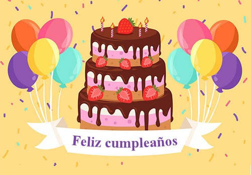 Tarjeta feliz cumpleaños - tarta fresas