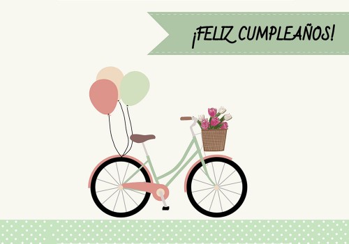 Tarjeta cumpleaños - bicicleta paseo