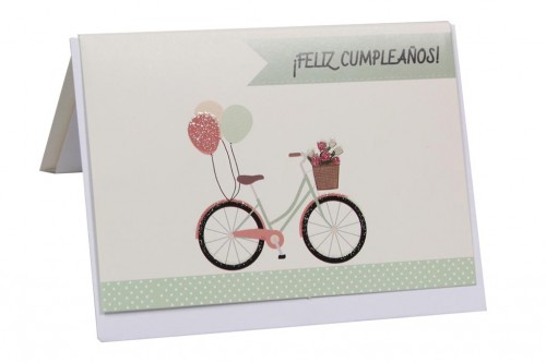 Tarjeta cumpleaños - bicicleta paseo