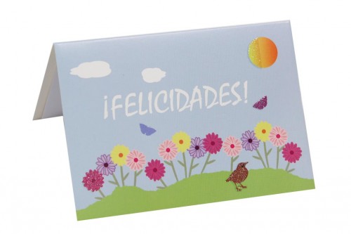 Tarjeta felicidades - parque primaveral