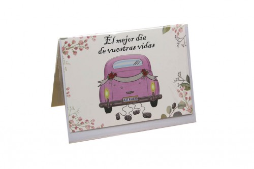 Tarjeta boda - coche de novios