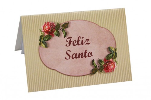 Tarjeta feliz santo - flores  vintage