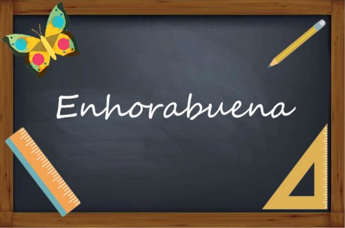 Tarjeta enhorabuena - pizarra escuela