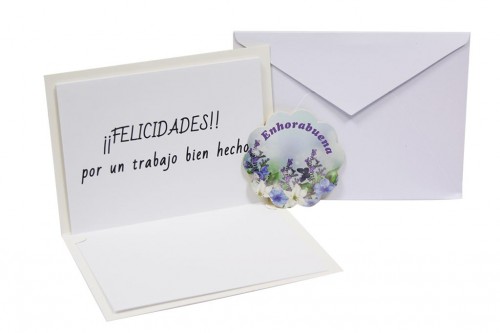 Tarjeta enhorabuena - flores moradas