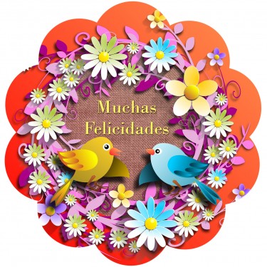 Stickers felicidades - pajaritos felices