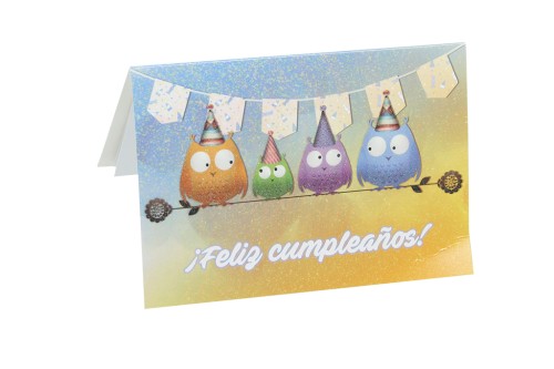 Tarjeta feliz cumpleaños búhos