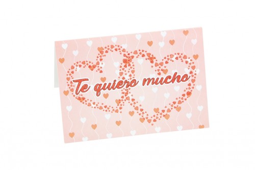 Tarjeta te quiero mucho doble corazón