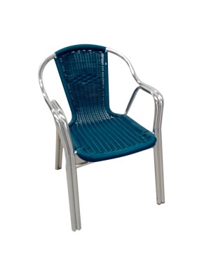 Silla doble tubo terraza azul