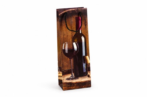 Bolsa carton vino y copa