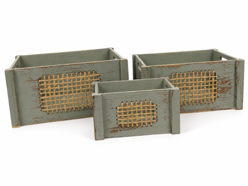 Caja de madera con red de cuerda s/3
