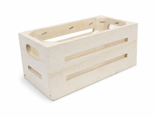 Macetero de madera blanco defectos en pintura