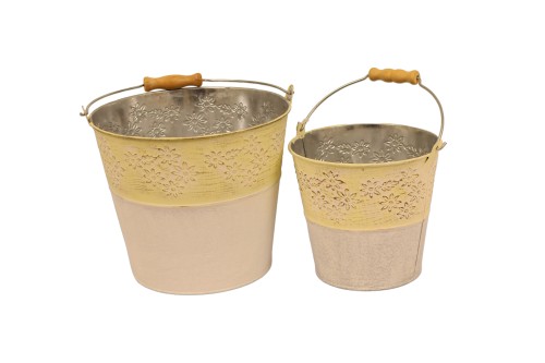 Maceteros cubos metalicos dos colores s/2