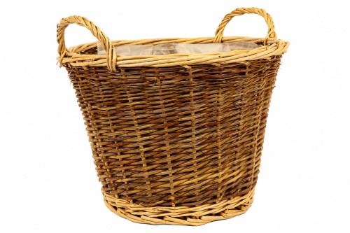 Cesta de mimbre dos colores