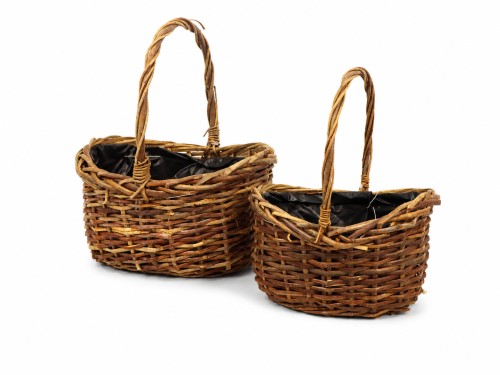 Cestas de mimbre marron s/2
