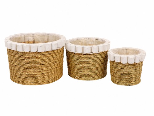 Maceteros cuerda y madera s/3