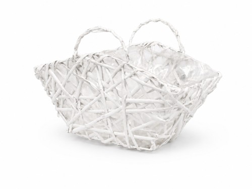 Cesta de mimbre blanca