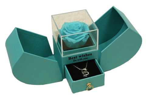 Cajita rosa eterna azul claro joyero sorpresa