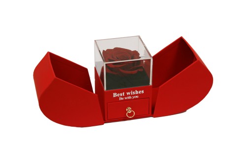 Cajita rosa roja preservada joyero sorpresa