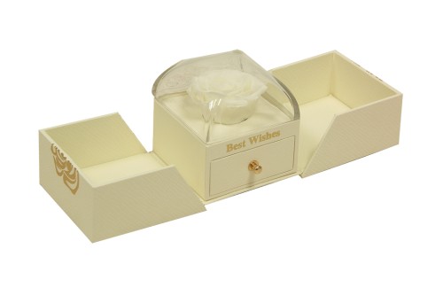 Cajita rosa preservada blanca joyero sorpresa