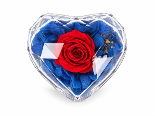 Cajita rosa eterna azul oscuro joyero con colgante