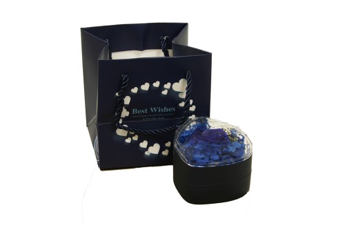 Cajita rosa eterna azul oscuro joyero con colgante