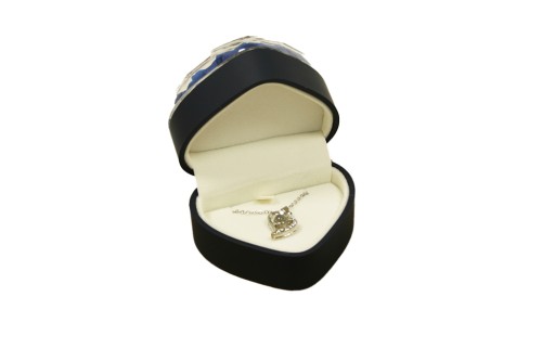 Cajita rosa eterna azul oscuro joyero con colgante