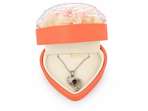 Cajita rosa eterna rosa joyero con colgante