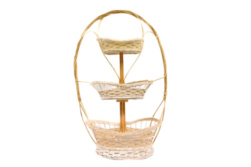 Panier à trois niveaux en osier blanc